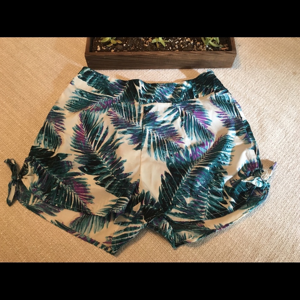 High waisted tropical shorts
